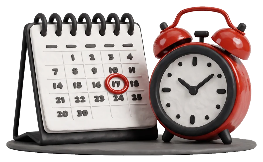 calendar with a clock